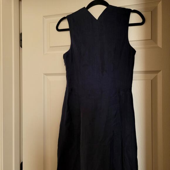 Theyskens Theory Silk Dress Navy Blue Maxi Unique Neckline - Picture 5 of 9